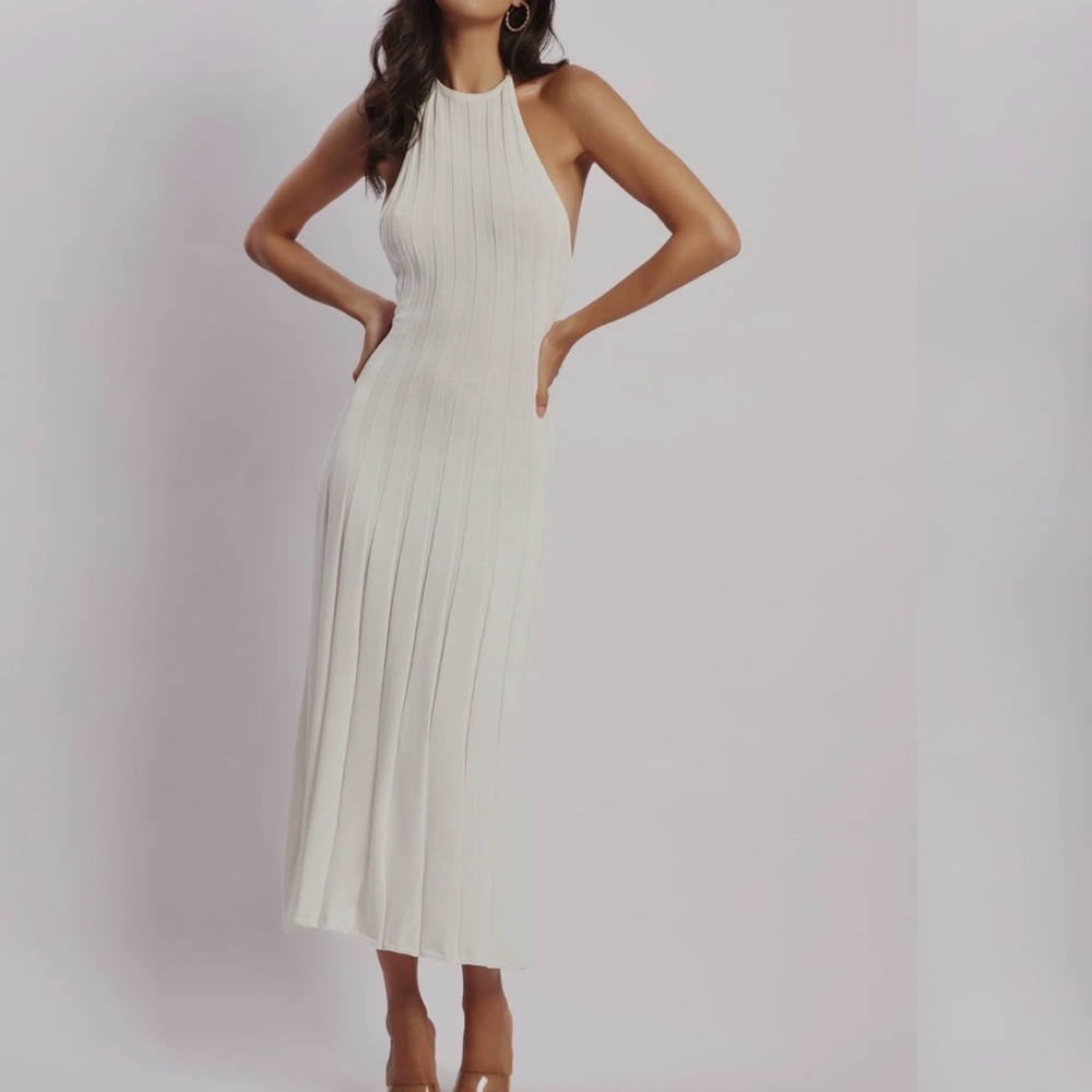 Meshki White Ribbed Halter Maxi - Picture 3 of 6
